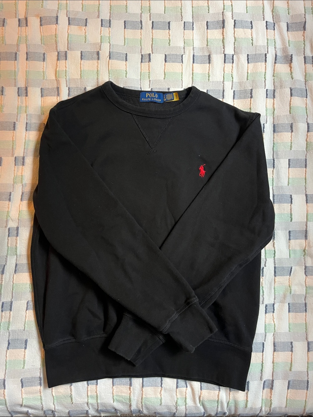 Polo by Ralph Lauren Black Crewneck Sweatshirt with Red Pony Logo